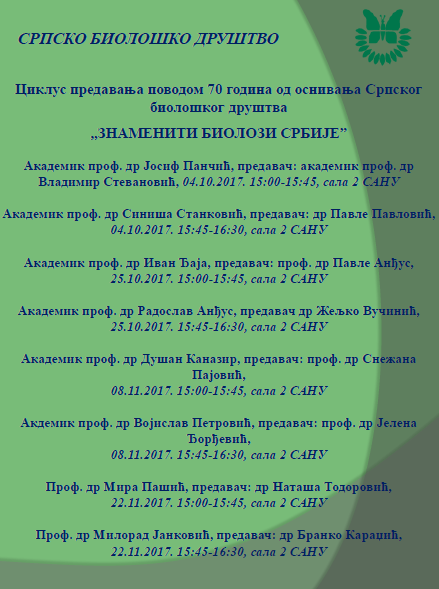 srpsko biolosko drustvo predavanja