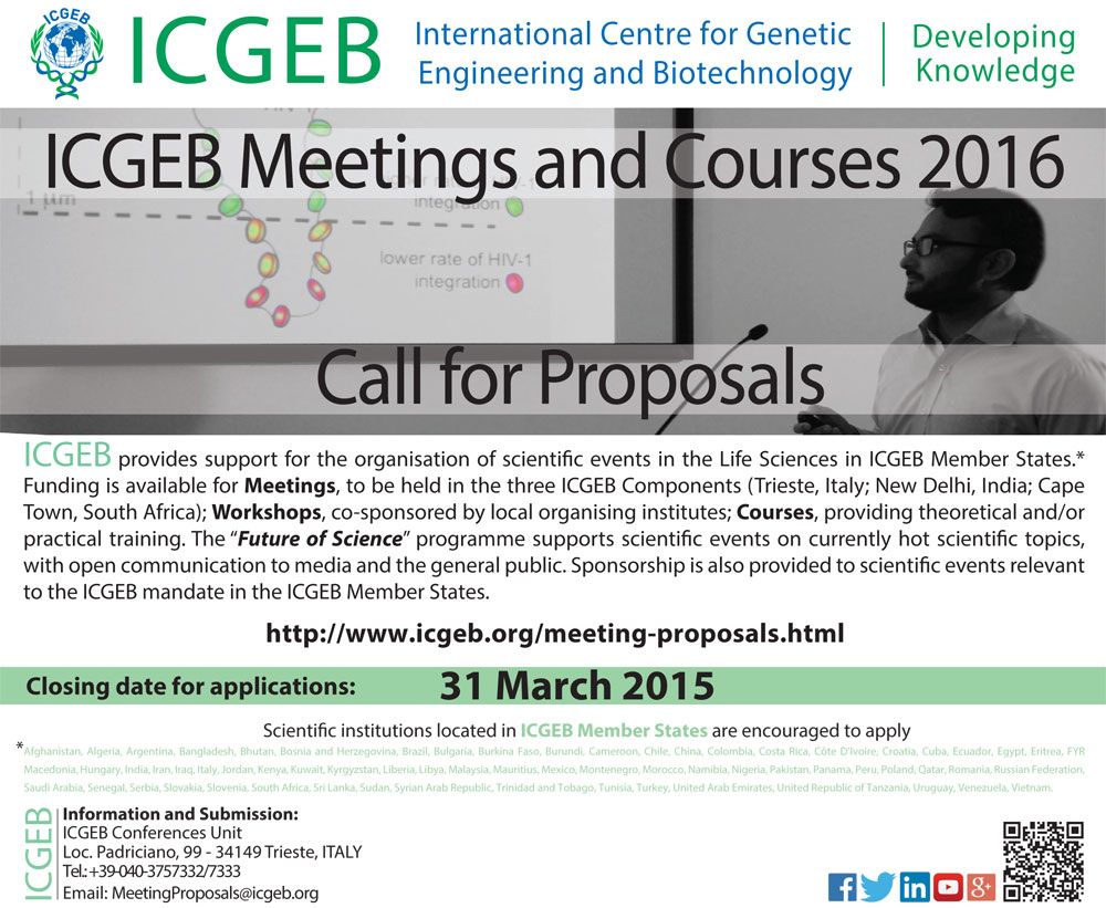 ICGEB Meeting and Courses 2016 Call for Proposals